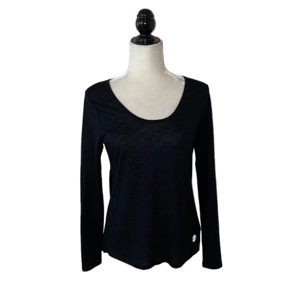 Balance Collection Black Long Sleeve Distressed Open Back Shirt